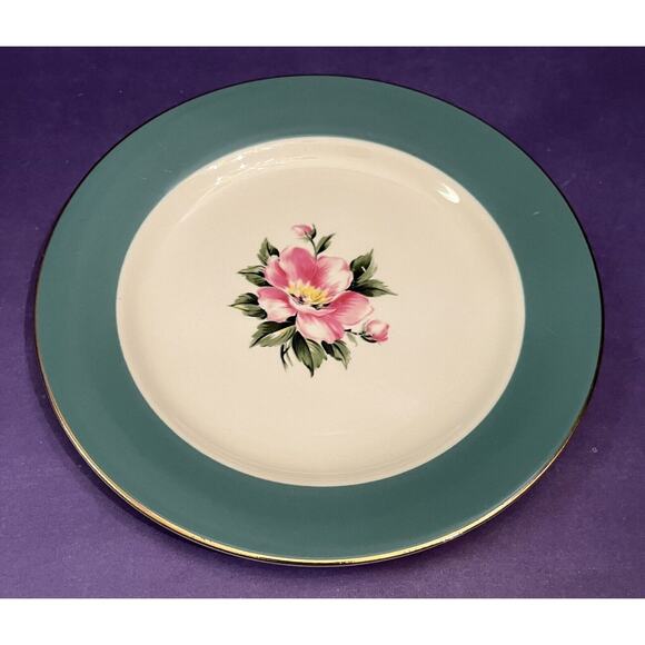 (4) Homer Laughlin Empire Green 7 1/4” Salad/Dessert Plate Semi-Vitreous Century - Picture 3 of 4